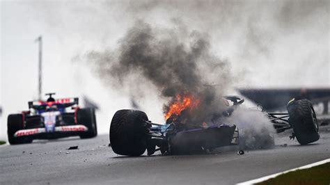 Logan Sargeant: US driver walks away from fiery F1 .